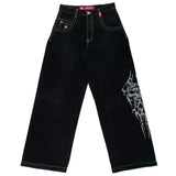 Zingj Year's Hot Classic Retro Y2K Loose Letter Jeans High Street Leisure Punk Style Is Wide. 211-1-Outfit