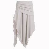 Zingj Leisure Wind Draw Fold Open Fork Irregular Design Low Waist Long Skirt New Solid Color Vertical