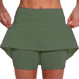 Solid Color Medium Waist Skirt, Exercise Yoga, Three-Point Shorts, Skirt