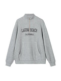 vintage half zip knit sweatshirt with letter