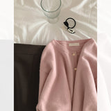 Zingj Early Autumn New Love Button Pink Sweater Female Outside Loose Lazy Wind Knit Small Cardigan Jacket