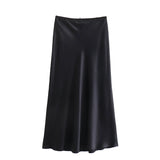 Spring Silk Satin Floral Trimmed Skirt 4661400