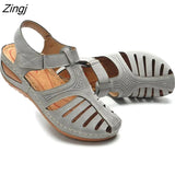 Women's Sandals Summer Ladies Girls Comfortable Ankle Hollow Round Toe Sandals Female Soft Beach Sole Shoes Plus Size 2023