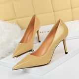 Zingj Simple High Heel Bright Finish Paint Leather Shallow Mouth Tip Sexy Thin Professional OL High Heels Women's Singles