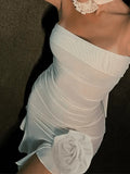 Asymmetric Ruffle Bandeau Maxi Dress- Outfit