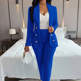 Hot Selling Sexy Wind Women's Wear For Solid Color Suit Collar Double Breasted Casual Suit