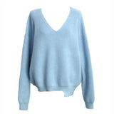 Zingj Sense Hem Irregular Sweater Women's Black V Pilotage Style Vintage Loose Black Top Pullover
