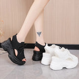 Net Face Wedge Sandals Summer Fish Mouth High Heel Casual Small Large Size Roman