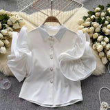 Zingj Niche Design Sense Flounce Shirt Female Summer New Fashion Foreign Style All