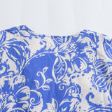 Spring Printed V-Collar Stitched Long-Sleeved Dress