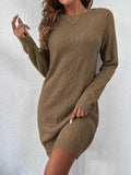 Solid Color Sexy Knitted Skirt Female Geometric Pattern Thread Round Collar Sweater