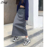 Women Simple Design Trendy Korean Style Elegant Midi Faldas Autumn All-match Empire Pure Basic Preppy Student Y2k