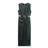 Women's Clothing 2025 New Elegant Sleeveless Buckle Embellishable Velvet Fande