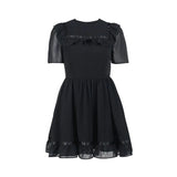 Harajuku Grunge Mall Goth Black Chiffon Dresses Y2K Kawaii Ruffles Mini Dress For Women Vestidos Gothic Emo Alt
