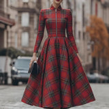 Women's Single Buckle Digital Print Lattice Long Sleeve Long Open Shirt