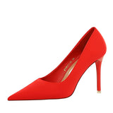 Zingj Korean Version Of Fashion Pedicure Delicate Show Thin High Heels Ultra High Heel Silk Shallow Pointed Single