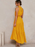 Long Dress Polka Dot Casual Dresses Black Sexy Halter Strapless New 2022 Yellow Sundress Vacation Clothes For