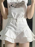 women's skirts gothic low waist white patchwork A-line skirt aesthetic outfit punk retro harajuku street style mini