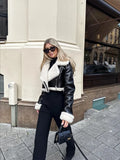 Fashion Double Sided Short Jacket Women Warm Thick Lapel Lambswool Coat Autumn Winter Vintage Female Fleece Chic