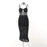Dark 2023 Spring And Summer New Style Lace Lace Jacquard Suspender Slim Dress