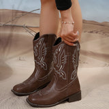 Zingj Embroidered Western Cowboy Boots Female Qiu Dong 2023 New Maillard V Thick Heel Ankle Boots