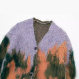 New Landscape Pattern V-Collar Loose Knitted Coat Coat