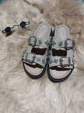 Zingj Size Slippers Female 2023 New Sweet Cool Belt Buckle Willow Nail Flat Slippers Wear Open Toe Word