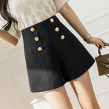 Women's Pants 2023 Summer Stretch Button Up Wide Leg Pants Women's High Waist Suit Short Women Solid Zipper Basic Sexy Shorts