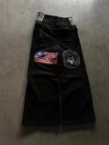 Waist New Trendy Broad Leg Trousers New Letter Embroidery Street Style Fashion