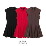 Women's Clothing 2025 Autumn And Winter New Waist Wave Wide Swing Mini