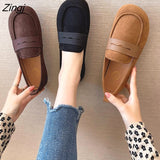 New Ladies Flat Shoes Casual Shoes Non-Slip Driving Shoes Leather Comfortable Flat Shoes Black