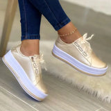 Size Casual Single Shoes Women's New Round Head Thick Sole Lace Women's Single Shoes Leisure Viscose Shoes Single
