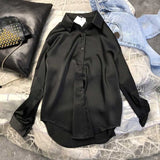 2023 Womens Clothing Silk Shirt Vintage Blouse Women Sheer Top Women Longsleeve Dress Shirt Woman
