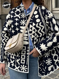 Women's Fashion Printed Quilted Thin Coat Spring Casual Loose Long Sleeved Single Breasted Jackets 2024 New Female