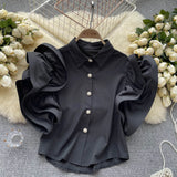 Zingj Niche Design Sense Flounce Shirt Female Summer New Fashion Foreign Style All