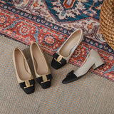 Zingj Fragrant Wind Thick Heel Single Shoes Female 2024 Spring And Autumn New Temperament Commuter Wind Spell Color Shallow French High