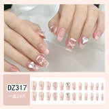 Zingj Ins Wind Short Wear Armor Pink Ballet Shoes French Nail Nail Love Glass Big Drill Nail