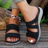 Mouth Hollowed-Out Thick-Soled Women's Shoes 2024 Summer New Comfortable Non-Skid Mother's Shoes Slope Heel Belt