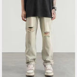 Hole Jeans Spring And Autumn Men's Tide Card Hip-Hop Trend Beggar Trousers 2024 Tide
