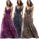 Zingj New Spring And Summer Leopard Print V Collar Sling Dress