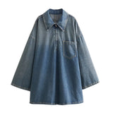 New Denim Loose Single Bag Decorated Short Dress