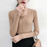 Zingj Women's Autumn And Winter Knitted Sweater With 2023 New High-End V Tie Bottom Slim White Long-Sleeved