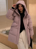 Hooded Waist Down Jacket Female 2024 Winter Sweet And Thick White Duck Velvet Show Thin Small Pie To Overcome The Coat Tide-Outfit