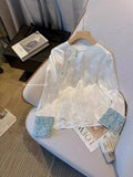 Chinese Style White Shirt 2024 Spring Style Women's Wear New Long-Sleeved Jacquard Chinese Style Ancient Dress Plate Button Acetic Acid