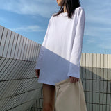 Zingj Long White Solid Color Outside Wear Long Sleeve Bottom T-Shirt Hoodie Lining Fold Wear Autumn Woman Loose-Outfit