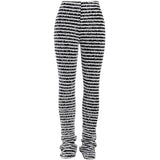 Spring Striped Casual Pants Knitted And Stitched Sexy Slim High Waist Personality Long