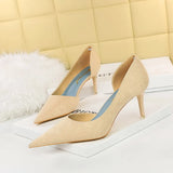 Zingj Fashion Sexy Thin, High, Shallow Pointed Cloth Side Hollow Women's Single