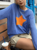 Star Pattern Semi Sheer Knit Top- Outfit