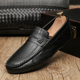 Leather Men Shoes Casual Breathable Loafers Men PU Leather Moccasins Comfortable Flat Men Shoes Outdoor Walking