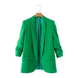 Spring Style Pleated Sleeve Sag Urban Leisure Candy Color Women's Suit